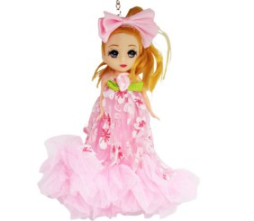 Кукла-брелок з бантом "Роза", рожева