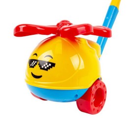 Каталка з ручкою "Гвинтокрил", жовтий+блакитний