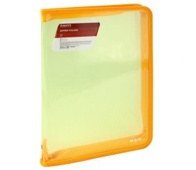 Папка обʼємна на блискавці А4, прозора жовта