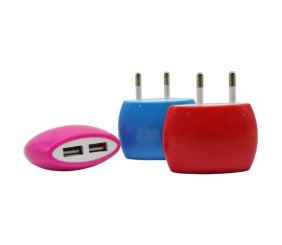 Мережевий зарядний пристрій 2хUSB, мікс