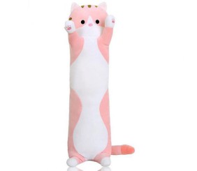 Мʼяка іграшка-обіймашка "Кіт батон", 45 см (рожевий)