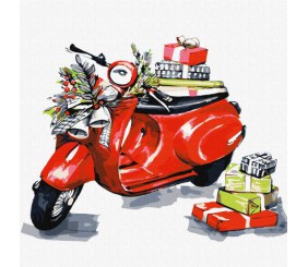 Картина по номерах "Різдвяний мотоцикл" 30х30 см