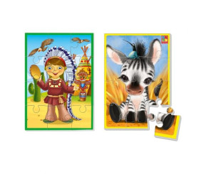 Мʼякі пазли А5 "Зебра + індіанець" (12 елем)