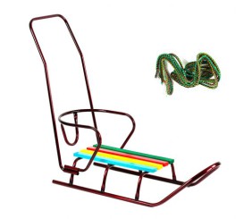 Сани "Люкс Класік" круглі полозья, з ручкою (бордові)