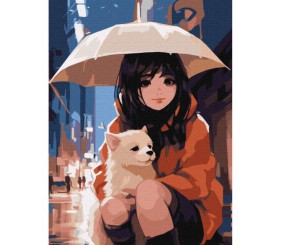 Картина за номерами "Аніме. Разом під парасолькою" ★★★