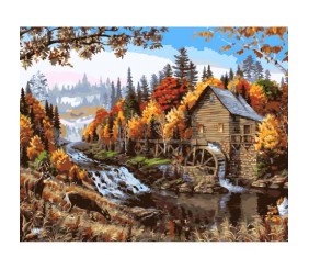 Картина по номерах "Будинок на березі річки" 40x50 см