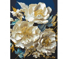 Картина по номерах "Букет півоній. з фарбами металік" 40x50 см
