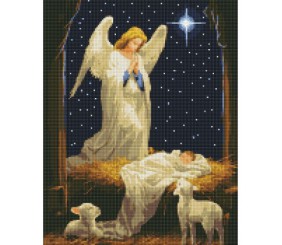 Набір з алмазною мозаїкою "Під захистом янгола" з АВ стразами 40х50см