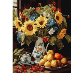 Картина по номерах "Натюрморт із соняшниками" 40x50 см