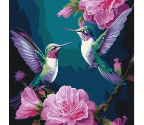 Картина за номерами з фарбами металік "Казкові птахи" 40х40 см