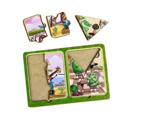 Деревʼяні пазли в рамці "Жирафи та крокодили"