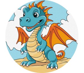 Картина за номерами (кругла) "Прогулянка дракончика" d19 см ★★