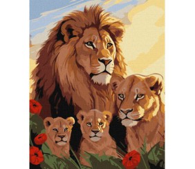 Картина за номерами "Родина левів" 40х50 см