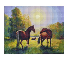 Алмазна мозаїка "Родина конячок" 40х50 см
