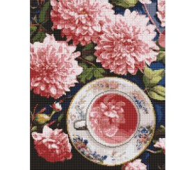 Алмазна мозаїка "Рожеві жоржини" 40х50 см