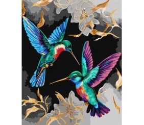 Картина за номерами з фарбами металік "Танець колібрі" 40х50 см