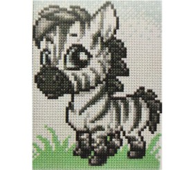 Алмазна мозаїка без підрамника "Маленька зебра" 15х20 см