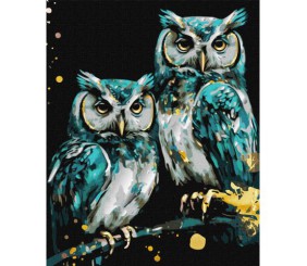 Картина за номерами з фарбами металік "Мудрі совушки" 40х50 см