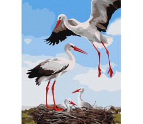 Картина за номерами "Сімʼя лелек" 40х50 см