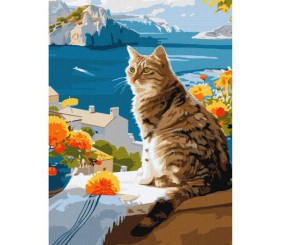 Картина за номерами "Мрійливий котик" 30х40 см