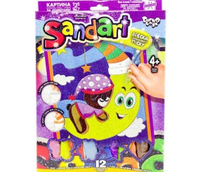 Фреска з кольорового піску "Sandart" медвежонок на луне