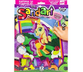 Фреска з кольорового піску "Sandart" Поні з бантом