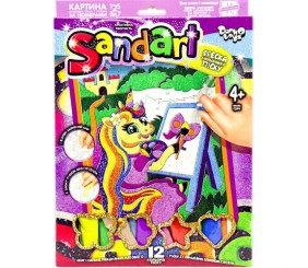 Фреска з кольорового піску "Sandart" Поні художник