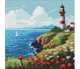 Алмазна мозаїка "Маяк на горизонті" 40х40 см