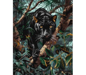 Картина по номерах з фарбами металік "Граціозна пантера" 40х50 см