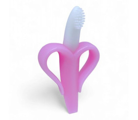 Прорізувач для зубів "Банан-щітка" (рожевий)