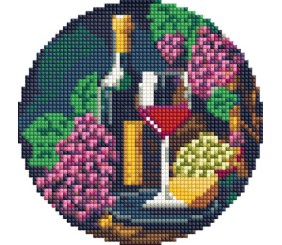 Алмазна мозаїка на круглому підрамнику "Вишукана дегустація", 19 см