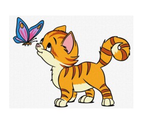 Картина по номерах "Котик і метелик" 30х40 см