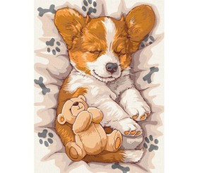 Картина по номерах "Сонний коргі" 30х40  см