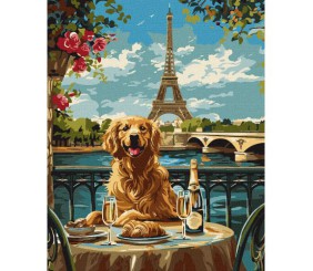 Картина по номерах "Ретривер у Парижі" 40х50 см