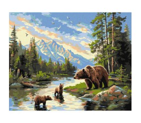 Картина по номерах "Ведмедиця і ведмежата" 40х50 см