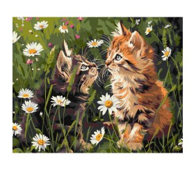 Картина по номерах "Котики у квітах" 40х50 см