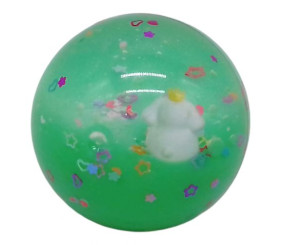 Мʼячик-стрибунець, прозорий, з рідиною (5,5 см), зелений