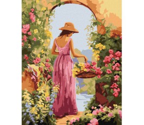 Картина по номерах "Дівчина з квітами" 40х50 см