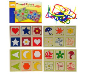 Шнурівка деревʼяна, 4 дощечки, кольорові шнурки