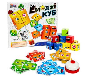 Настільна гра "Емоджі куб" 68831 "4FUN Game Club", 48 карток, дзвінок, кубики, в коробці