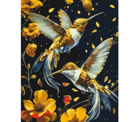 Картина по номерах з фарбами металік "Танок птахів" 40х50 см