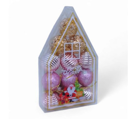 Новорічні прикраси іграшка на ялинку 12 штук, кульки, D=5 см, у слюді