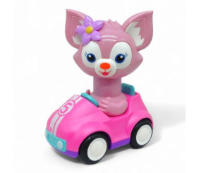 Машинка заводна "Лінабель", голова тріскачка (рожева)