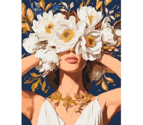Картина по номерах "Дівчина у квітах півонії" 40х50 см
