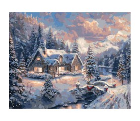 Картина по номерах "Зимній пейзаж. Новорічна" 40х50 см
