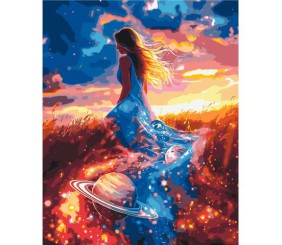 Картина по номерах "Дівчина у космічному вбранні" 40х50 см