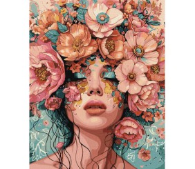 Картина по номерах "Дівчина у квітах" 40х50 см