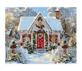 Набір для розпису по номерах "Різдвяний будиночок" 40х50 см