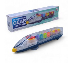 Потяг на батарейках, кольорові шестерні, світло і звук