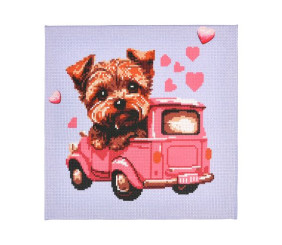 Набір для творчості "Вишивка хрестиком: Песик за кермом" 30х30 см